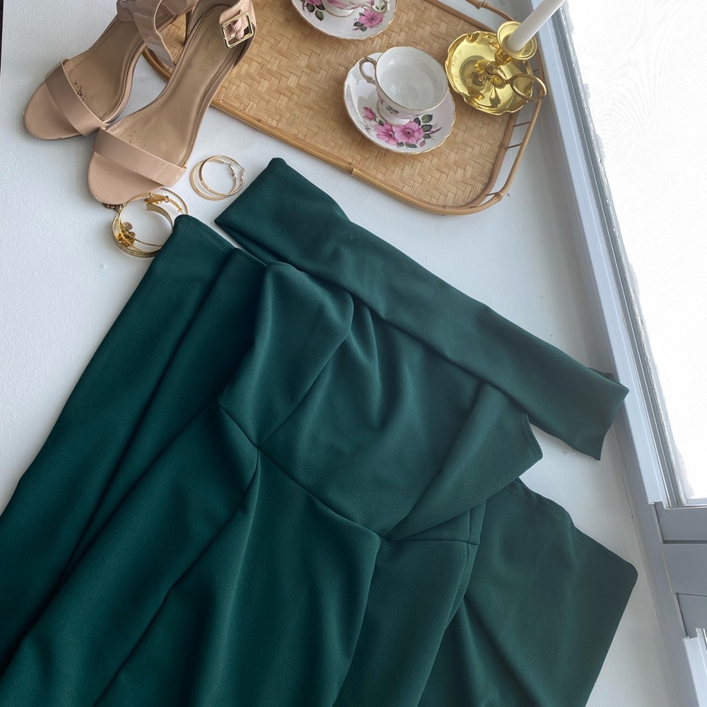 Windsor off the shoulder green gown